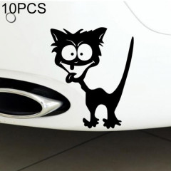 Autocollant de style de voiture de modèle de 10 PCS Cat réfléchissant vinyle autocollant drôle de voiture drôle, taille: 13 × 11 cm (Noir)