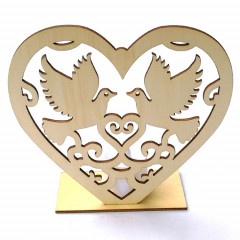 2 PCS Creative Coeur En Forme De Décoration En Bois Signe En Bois Romantique LED Bougie Lumière (JM01453)