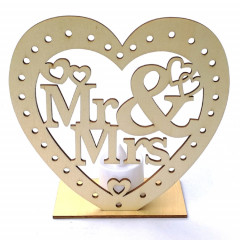 2 PCS Creative Coeur En Forme De Décoration En Bois Signe En Bois Romantique LED Bougie Lumière (JM01454)