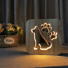 Lampe de nuit en bois de forme créative, décoration de chambre à coucher, lumière chaude LED