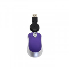 Mini souris d'ordinateur câble USB rétractable optique ergonomique1600 DPI petites souris portables pour ordinateur portable (violet)