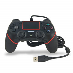 Pour contrôleur de jeu de câble avec poignée filaire PS4 (noir rouge)