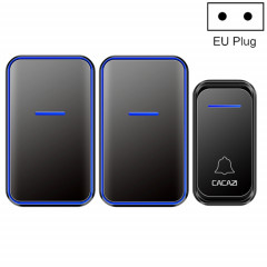 CACAZI A68-2 Un à deux télécommande sans fil Sonnette électronique Soignée électronique Smart Digital Soorbell, Style: Plug UE (Noir)