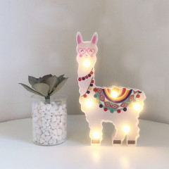 Lanterne peinte à LED Alpaga Night Light Décoration de vacances Chambre Posing Style Light (Blanc)