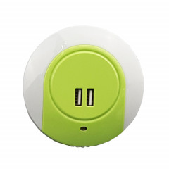Veilleuse LED A78B avec port USB Capteur de contrôle de la lumière intelligent, prise :  (verte)