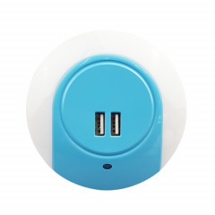 Veilleuse LED A78B avec port USB Capteur de contrôle de la lumière intelligent, prise :  (bleu)