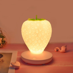 Creative Home LED Silicone Strawberry Night Light USB Rechargeable Chevet Décoration Atmosphère Lumière (Blanc)
