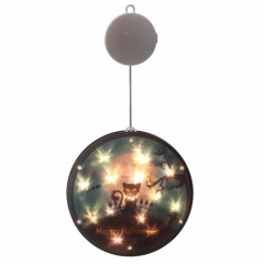 2 PCS Halloween Star String Light Show Fenêtre Horreur Décoration LED Lampe suspendue à piles (chat noir)