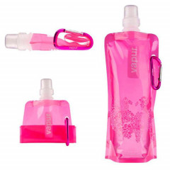 0.5L Portable Ultralight Pliable Silicone Sac D'eau En Plein Air Sports Fournitures Randonnée Camping Flacon Souple Sac Étanche (Rose)