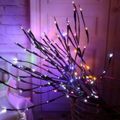 LED Willow Branch Lamp Floral Lights Maison de vacances Fête de Noël Décoration de jardin à piles Cadeaux d'anniversaire de Noël (multicolore)