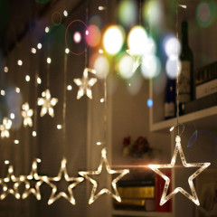 220V EU Plug LED Star Light lumières de Noël intérieur / extérieur décoratif rideaux d'amour lampe pour l'éclairage de fête de mariage de vacances (vert)