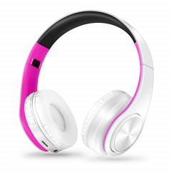 LPT660 STEREO BLUETOOTH casque BLUETOOTH MP3, support 32 Go de carte TF et 3,5 mm Aux (Rose blanche)
