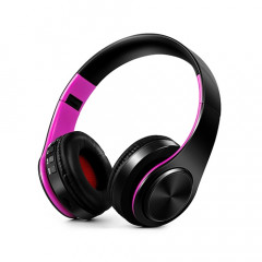 Casque Bluetooth sans fil stéréo HIFI pour tablette Xiaomi iPhone Sumsamg, avec micro, carte SD de soutien et FM (rose noir)