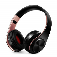 Casque Bluetooth sans fil stéréo HIFI pour tablette Xiaomi iPhone Sumsamg, avec micro, carte SD de soutien et FM (or rose noir)