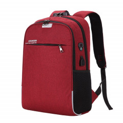 Sac à dos pour ordinateur portable Sacs d'école Sac à dos de voyage anti-vol avec port de chargement USB (rouge)