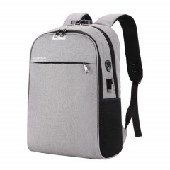 Sac à dos pour ordinateur portable Sacs d'école Sac à dos de voyage anti-vol avec port de chargement USB (Gris)