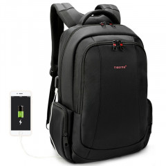 Sacs à dos en nylon anti-vol pour ordinateur portable Voyage à la mode scolaire Cartable décontracté pour hommes 15,6 pouces (noir avec port USB)