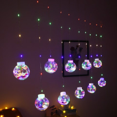 Lumière de rideau de fil de cuivre à LED souhaitant une boule de décoration de Noël, livraison de style aléatoire, type de prise: prise UE (lumière colorée)