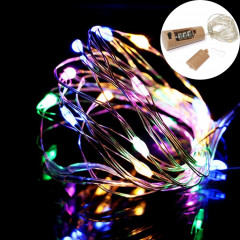 10 pièces LED bouteille de vin liège fil de cuivre guirlande lumineuse IP44 lampe de décoration de vacances étanche, style: 2m 20LEDs (lumière quatre couleurs)