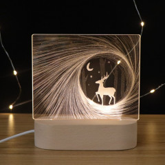 Atmosphère 3D Décorative Lumière Acrylique Intérieur Sculpté LED Veilleuse Lampe De Table Fille Créative (Cerf)