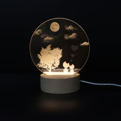 Atmosphère 3D Lumière Décorative Acrylique Intérieur Sculpté LED Veilleuse Lampe De Table Fille Créative (Chat Arbre)