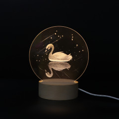 Atmosphère 3D Décorative Lumière Acrylique Intérieur Sculpté LED Night Light Lampe de Table Fille Créative (Swan)