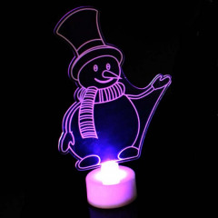 10 PCS Creative Christmas LED Light Colorful Flashing 3D Night Light (bonhomme de neige)