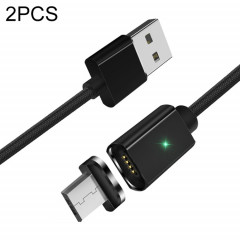 2 PCS Essope Smartphone Charge rapide et transmission de données Câble magnétique avec tête magnétique micro USB, longueur du câble: 2m (noir)
