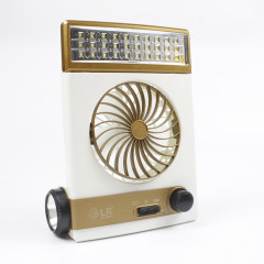 Ventilateur solaire quatre en un avec fonction de lampe de poche, prise CN (dorée)
