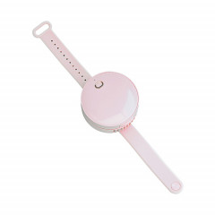 G3 Portable Outdoor Kids USB Mini Miroir Ventilateur de montre sans feuilles (rose)