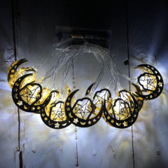 1,65 m 10 LED Eid Al-Fitr LED Étoile et Lune Guirlande Lumineuse Ramadan Festival Décoration Lampes (Lumière Blanche)