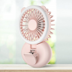 D11 Remplissage Clip de lumière suspendu Ventilateur à dos à col de poche Pliant mini USB Ventilateur de bureau (rose)