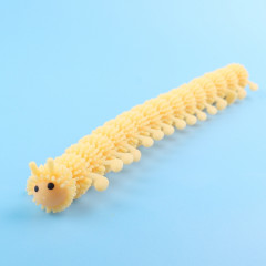 12 PCS Enfants Caoutchouc doux 16 Section Caterpillar Toy décompression stretch (jaune)