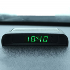 Horloge de voiture de nuit Solar Automobile Horloge électronique Température Température + Date + Semaine + Température (Lumière verte)
