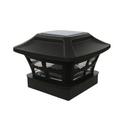 Lampe de colonne solaire extérieure de 4 pouces blanche + lampe de jardin claire blanc chaud (noir)