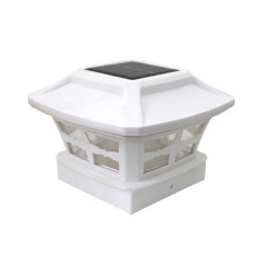 Lampe de colonne solaire extérieure de 4 pouces blanche + lampe de jardin claire blanc chaud (blanc)