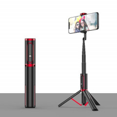Bluetooth Selfie Stick avec Trépied Multi-Fonctionnalité Téléphone mobile Fill Light Live Support (Passion Red)