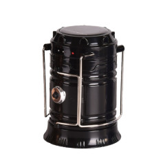 Tente LED lumière solaire de camping rechargeable Lanterne multifonctionnelle extensible, Sortie USB de la part de l'UE (noir)