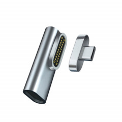 20 broches ELBOW MAGNETIQUES USB-C / TYPE-C Adaptateur de prise en charge de la charge et de la vidéo 4K transfert de vidéo (gris)