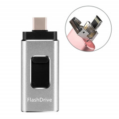 16 Go SH02 USB 3.0 + 8 broches + MIRCO USB + type-C 4 sur 1 ordinateur mobile U-Disk avec fonction OTG (argent)