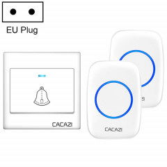 CACAZI H10 1 pour 2 sonnette de musique sans fil pour la maison sans batterie, prise :  (blanc)