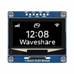 Module d'affichage OLED Waveshare 1,54 pouces, résolution 128 × 64, communication SPI / I2C (blanc)