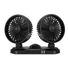 F558 avec téléphone portable USB Chargage Ventilateur de voiture 12 / 24V Camion de voiture Double tremblant Tête de la tête (Double tête 12V)