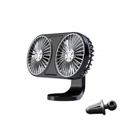 F211 Double tête de voiture avec ventilateur électrique de ventilateur à LED Panneau d'air Panneau d'instrument USB Mini ventilateur (noir)