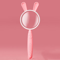 Loupe 3x Loupe HD Dessin animé Loupe en verre Toy cadeau pour enfants (lapin rose)