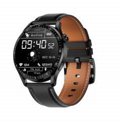 HD2 1,32 pouce de détection de détection de fréquence cardiaque Smart Watch (noir + cuir)