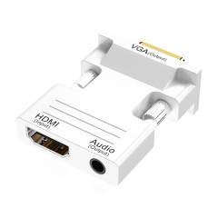 HDMI Femme à VGA Male avec adaptateur audio Convertisseur de projecteur TV (blanc) adaptateur audio (blanc)