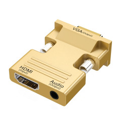 HDMI Femme à VGA Male avec adaptateur audio Convertisseur de projecteur TV (Gold) adaptateur audio (GOLD)