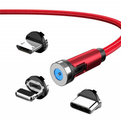 Fil magnétique rotatif pour prise anti-poussière CC56, longueur du câble : 1 m, style : ligne + trois têtes (rouge).