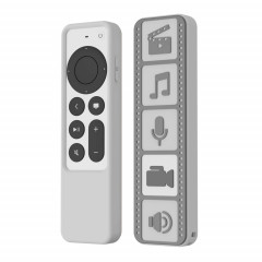 Housse de protection antidérapante étanche en silicone pour télécommande Apple TV 4K 2021 (gris blanc)